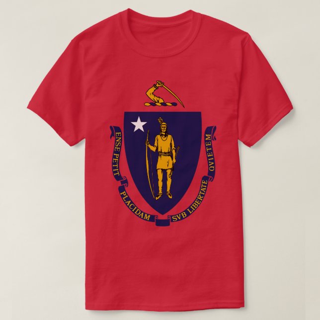 Samväldet Massachusetts Flagga T Shirt (Design framsida)