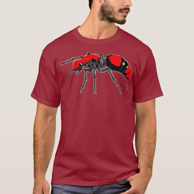 Samvet Ant Cow Killer Wasp Small Design Vuxnas T Shirt (Framsida)
