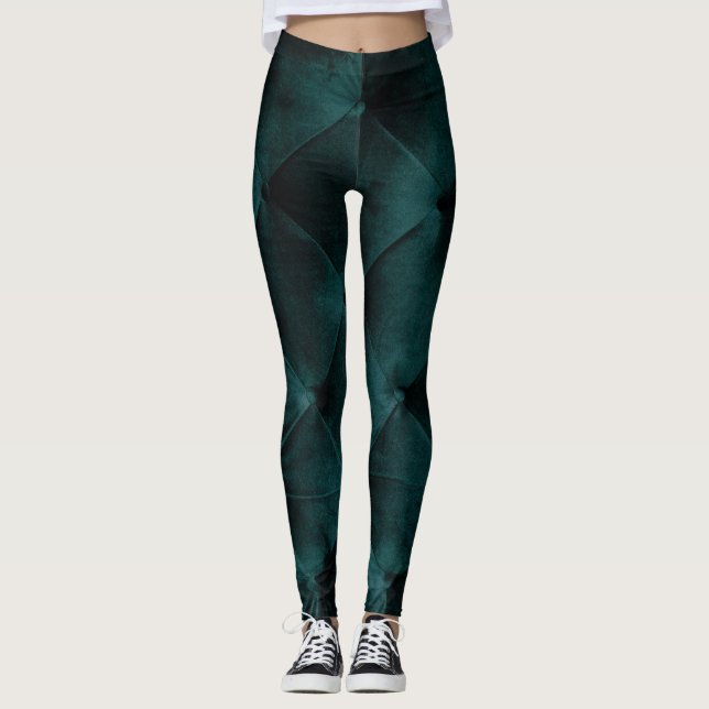 Samvet Grönt: Malachite Textile Elegance Leggings (Framsida)