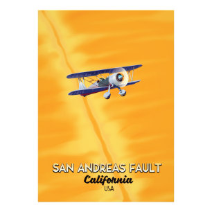 San Andreas fel Kalifornien USA Travel-affisch. Fototryck