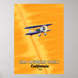 San Andreas fel Kalifornien USA Travel-affisch. Poster
