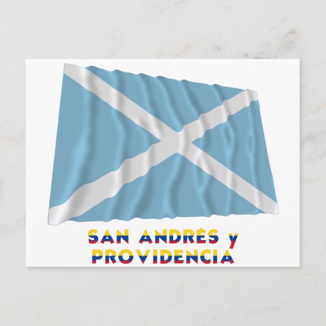 San Andrés y Providencia Wave Flagga med Namn Vykort (Framsida)