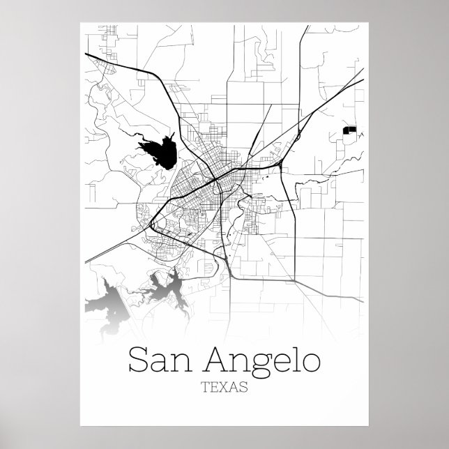 San Angelo Karta - Texas - City Karta Poster (Framsidan)
