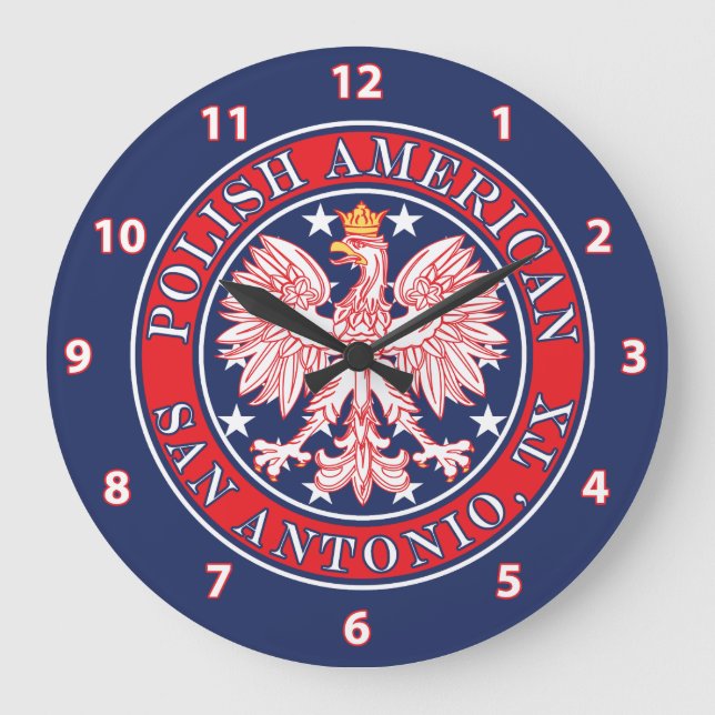 San Antonia Texas polsk amerikansk Eagle Stor Klocka (Framsida)