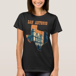 San Antonio Alamo Texas Retro Resa T Shirt