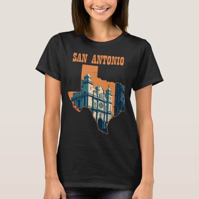 San Antonio Alamo Texas Retro Resa T Shirt (Framsida)