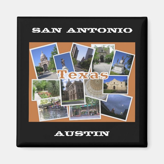 San Antonio/Austin Texas Collage Magnet (Framsidan)