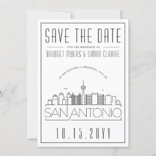 San Antonio Bröllop Stilisad Stadssiluett Spara Da Inbjudningar