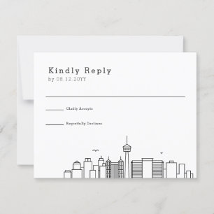 San Antonio Bröllop Stylized Skyline OSA Kort