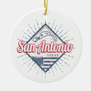 San Antonio City Texas United Stater Vintage USA Julgransprydnad Keramik