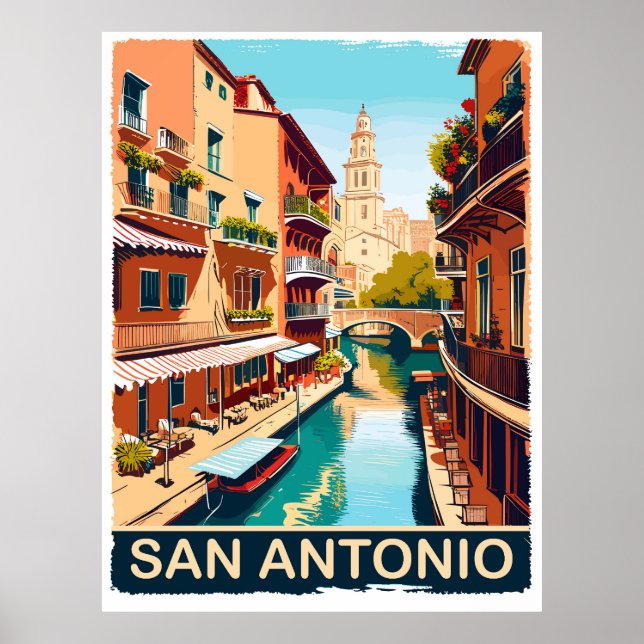 San Antonio, City, Travel Poster (Framsidan)