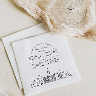 San Antonio Deco Skyline Bröllop Event Napkins Pappersservett