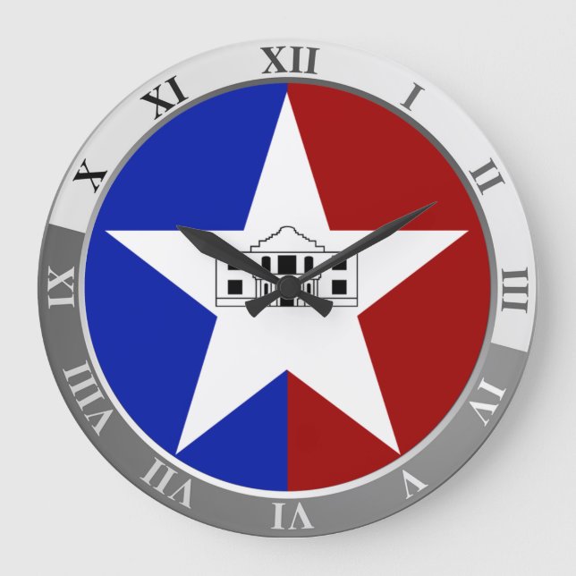San Antonio flag Large Clock Stor Klocka (Framsida)