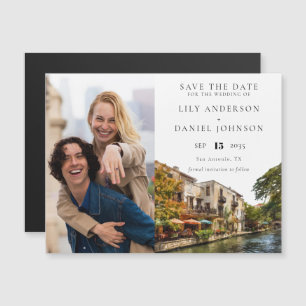 San Antonio Foto Bröllop Save The Date Magnetisk Inbjudningskort