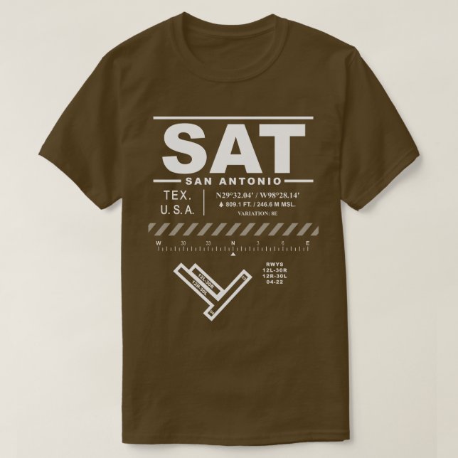 San Antonio Internationell flygplats SAT Tee Shirt (Design framsida)