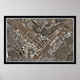 San Antonio Intl Airport Texas Satellite Karta Poster