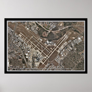 San Antonio Intl Airport Texas Satellite Karta Poster