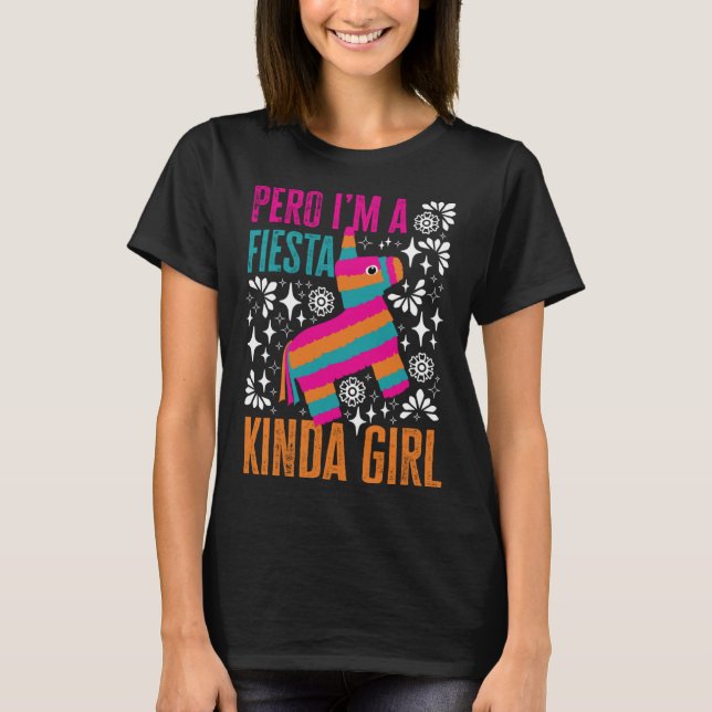 San Antonio Kinda Girl Cute Pinata for Fiesta T Shirt (Framsida)