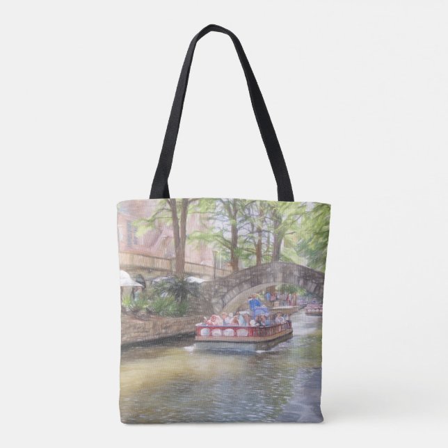 San Antonio River Walk All-Over Tote Tygkasse (Baksida)