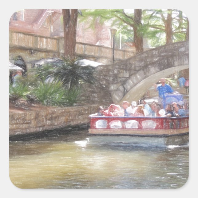 San Antonio River Walk Fyrkantigt Klistermärke (Framsida)