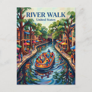 San Antonio River Walk Texas Vykort