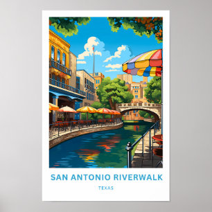 San Antonio Riverpromenare Texas Travel Skriv ut Poster