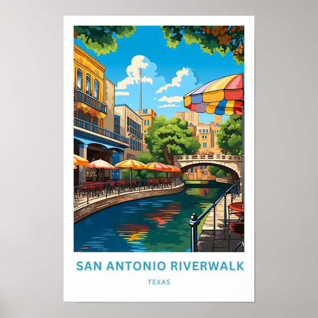 San Antonio Riverpromenare Texas Travel Skriv ut Poster (Framsidan)