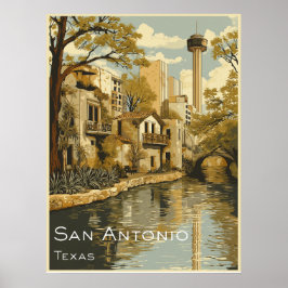 San Antonio Riverpromenare Travel Poster