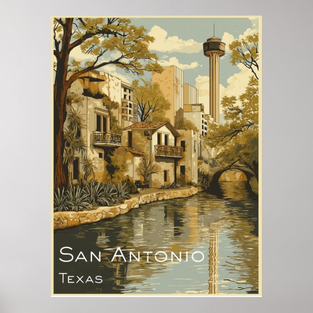 San Antonio Riverpromenare Travel Poster (Framsidan)