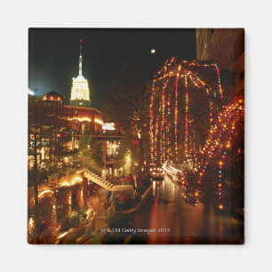 San Antonio Riverwalk på natten Magnet