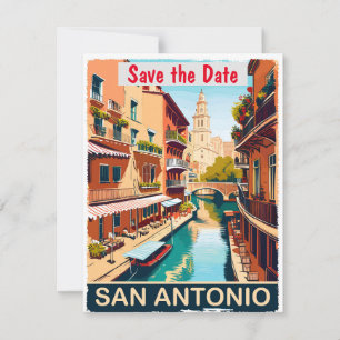 San Antonio Riverwalk Varm Bröllopsinbjudan Spara Datumet