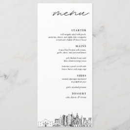 San Antonio Skyline Modern Bröllop Dinner Menu Meny