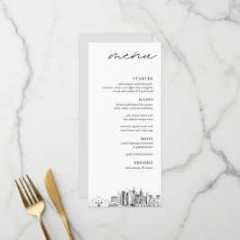 San Antonio Skyline Modern Bröllop Dinner Menu Meny