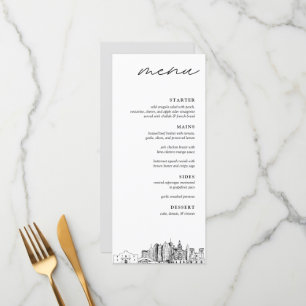 San Antonio Skyline Modern Bröllop Dinner Menu Meny