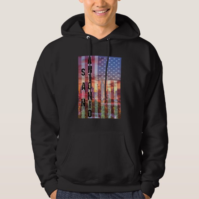 San Antonio Skyline Texas Hoodie (Framsida)