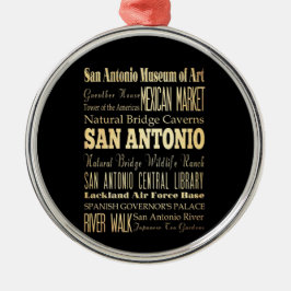 San Antonio stad av Texas statlig typografikonst Julgransprydnad Metall