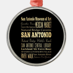 San Antonio stad av Texas statlig typografikonst Julgransprydnad Metall