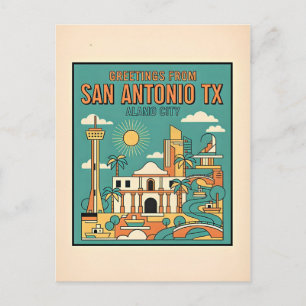 San Antonio Texas Alamo Retro Resa 1930-talet Vykort