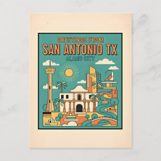 San Antonio Texas Alamo Retro Resa 1930-talet Vykort