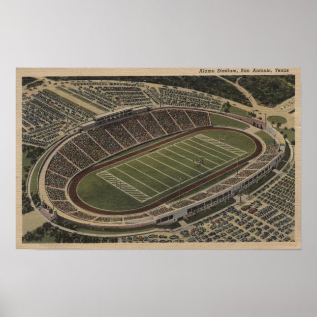 San Antonio, Texas - Alamo Stadium View Poster (Framsidan)