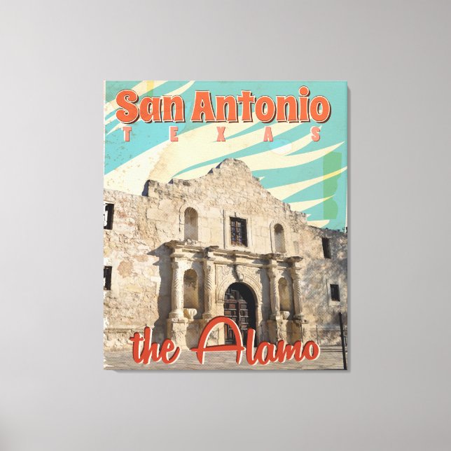 San Antonio, Texas, Alamo Travel Poster Canvastryck (Framsida)