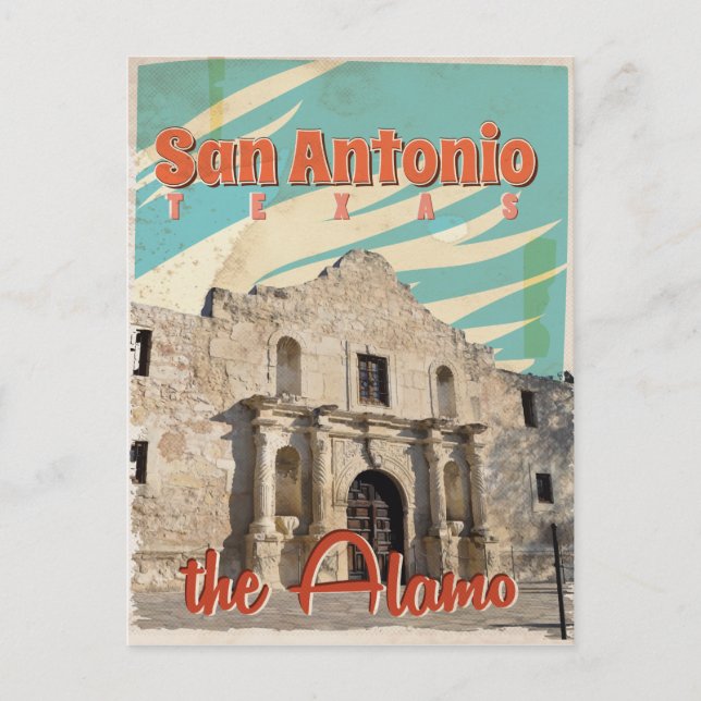 San Antonio, Texas, Alamo Travel Poster Vykort (Framsida)