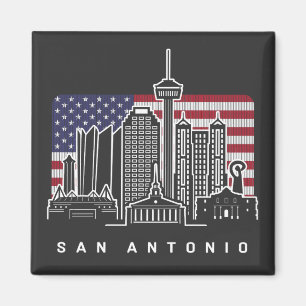 San Antonio Texas American Flagga Magnet
