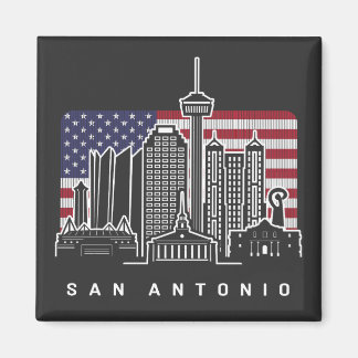 San Antonio Texas American Flagga Magnet