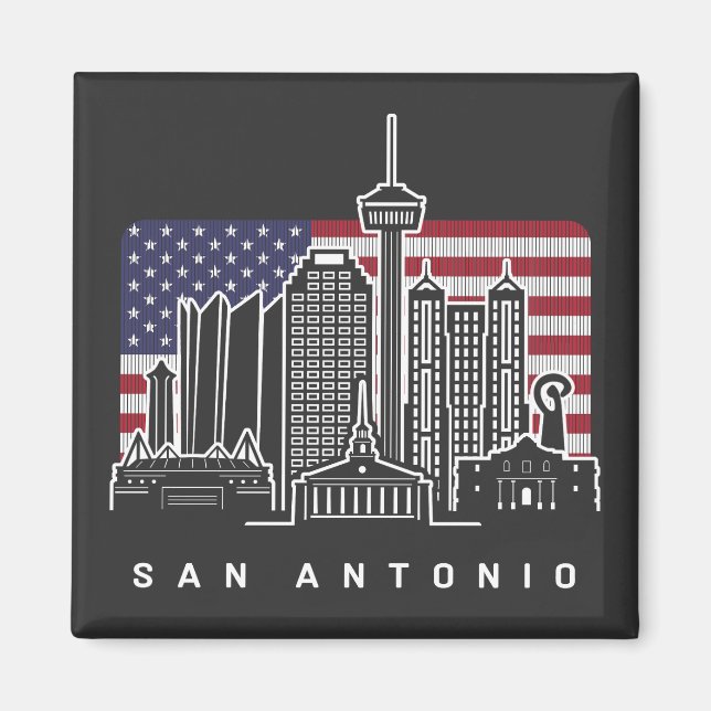 San Antonio Texas American Flagga Magnet (Framsidan)