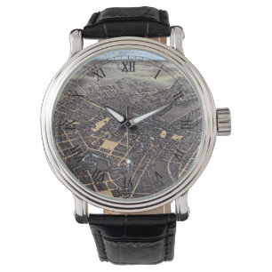 San Antonio, Texas, Antik Flygvy Stadskarta, 1873 Armbandsur