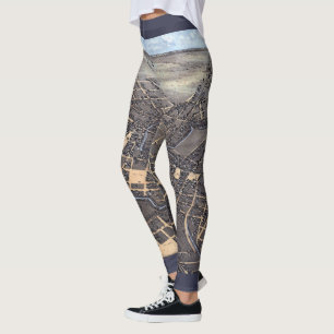 San Antonio, Texas, Antik Flygvy Stadskarta, 1873 Leggings