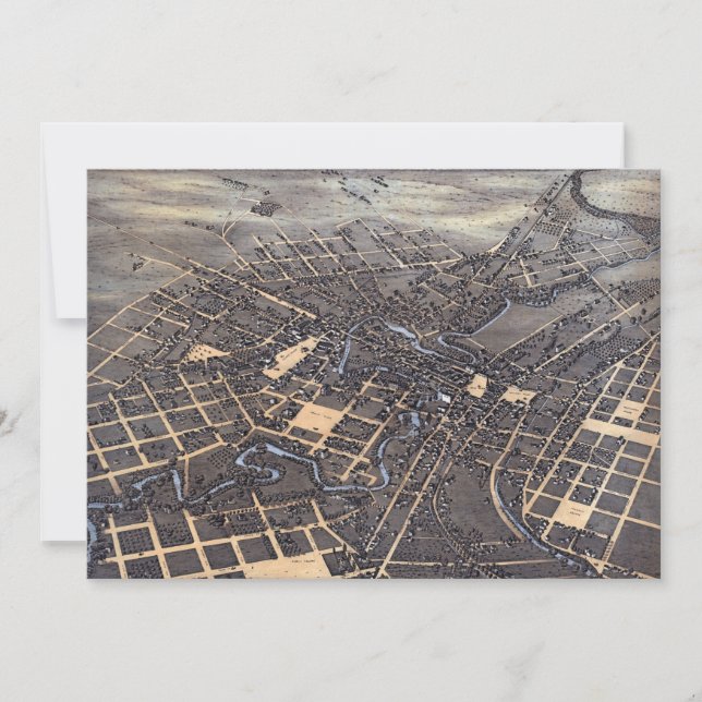 San Antonio, Texas, Antique Aerial City Karta, 187 Inbjudningar (Framsida)