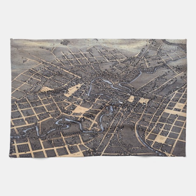 San Antonio, Texas, Antique Aerial City Karta, 187 Kökshandduk (Horisontell)