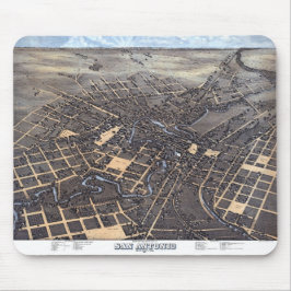 San Antonio, Texas, Antique Aerial City Karta, 187 Musmatta